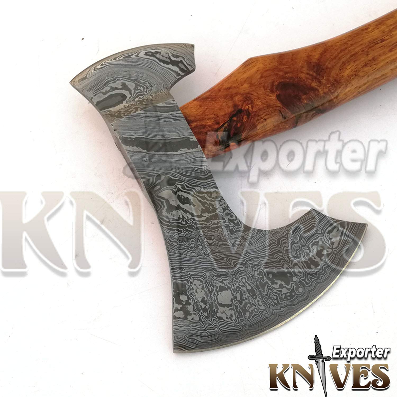 Premium Damascus Steel Axe with Rosewood Handle - Handcrafted Outdoor Camping & Survival Tool for Bushcraft, Wood Splitting & Wilderness Adventures