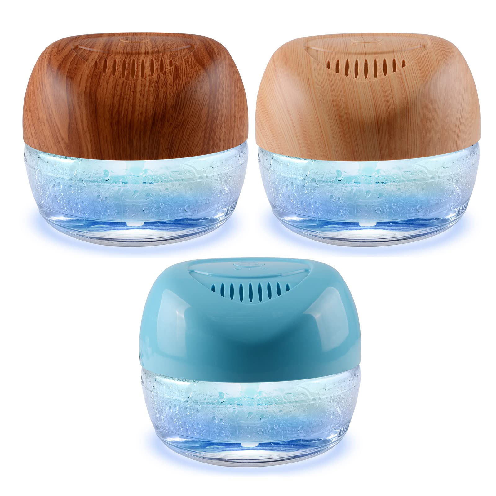 3-Pack Water-Based Air Purifier & Humidifier with 7-Color LED Mood Light - Air Freshener, Revitalizer for Home, Bedroom, Office & Living Room - Improves Air Quality & Creates Relaxing Atmosphere