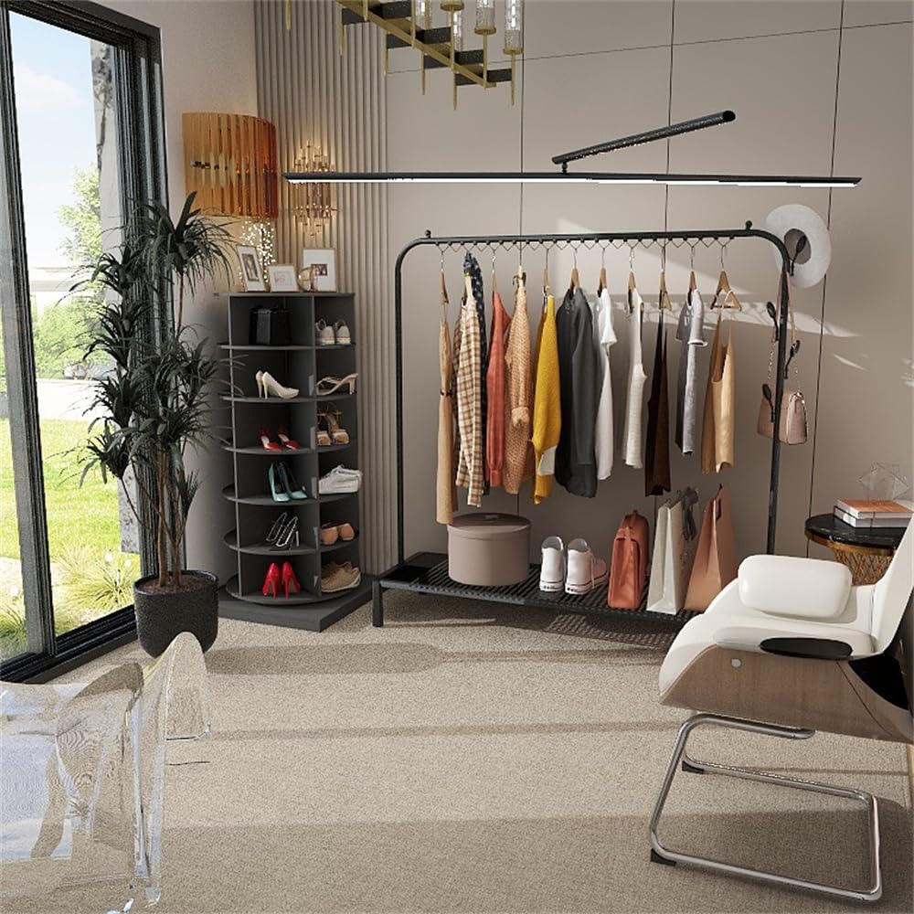 360° Rotating Shoe Rack - 6-Tier Free Standing Spinning Shoe Organizer with Wooden Frame, Holds 24 Pairs - Modern Grey Shoe Storage Cabinet for Closet, Entryway, Living Room - Perfect for Small Spaces & Shoe Lovers