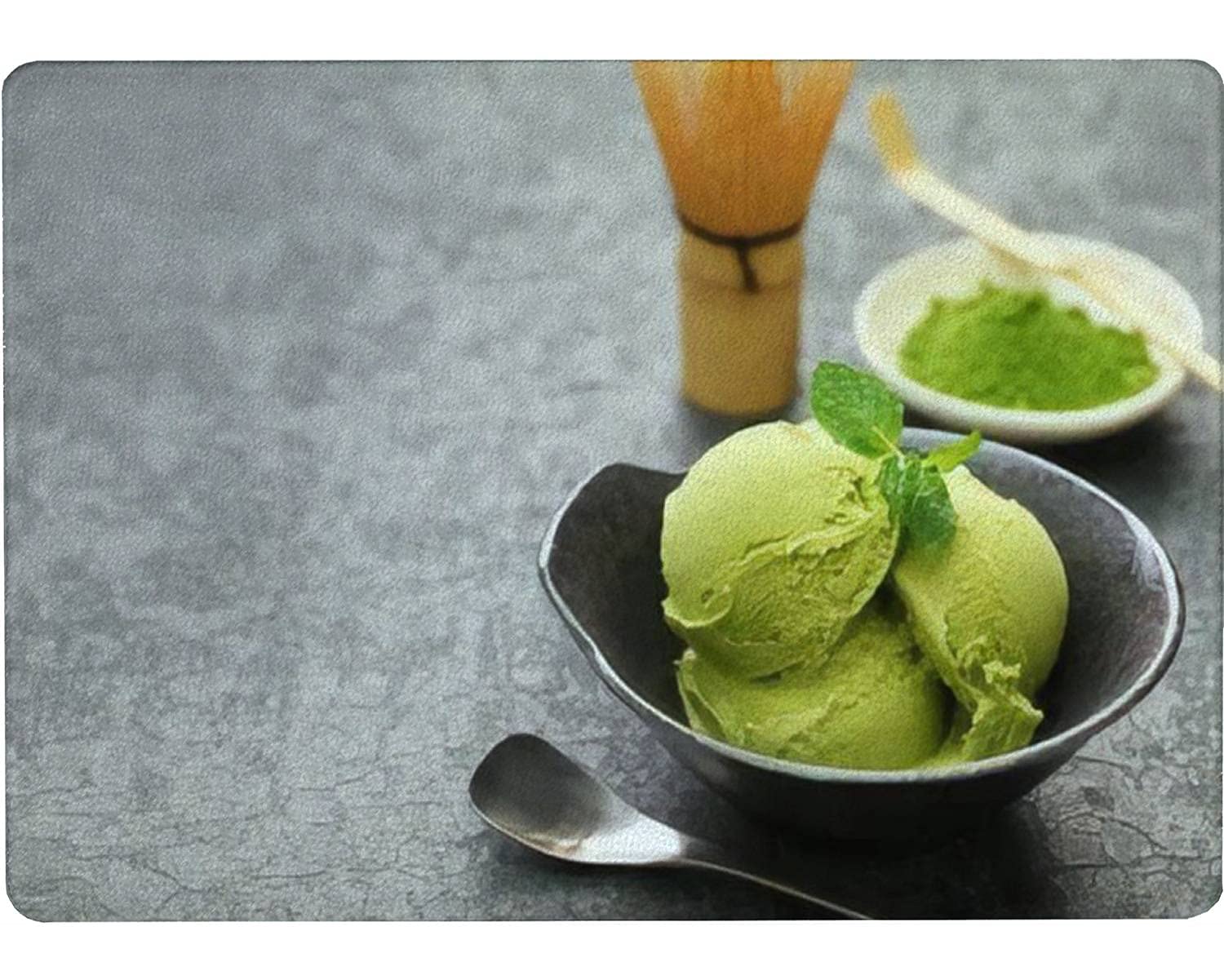 Premium Tempered Glass Cutting Board for Matcha Green Tea Ice Cream - Non-Slip Kitchen Serving Board, Large 15