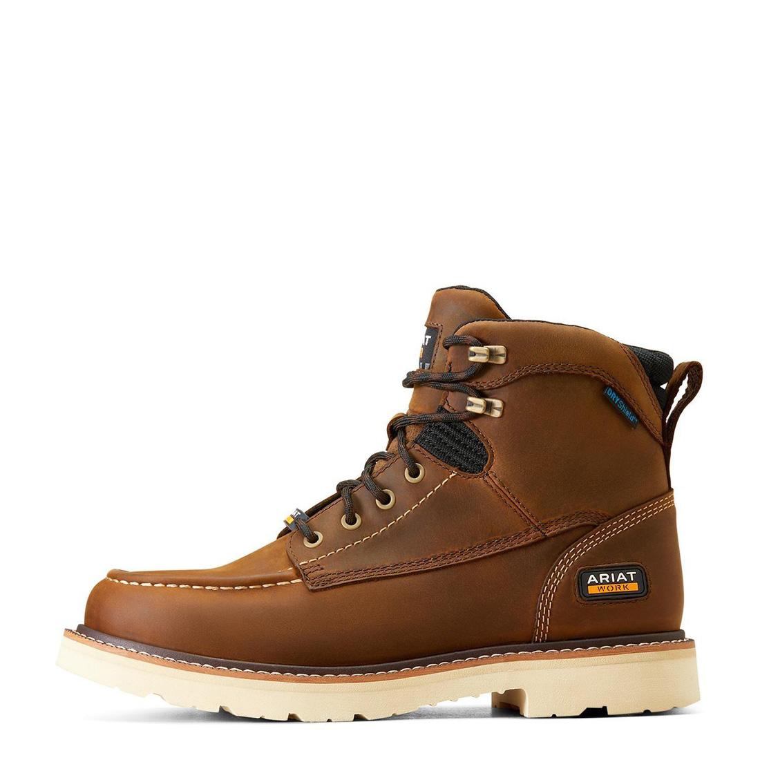 6 Inch Soft Toe Waterproof Work Boots - Distressed Brown Rebar Lift Construction Boots for Men | Ideal for Construction, Outdoor Work & Heavy Duty Jobs