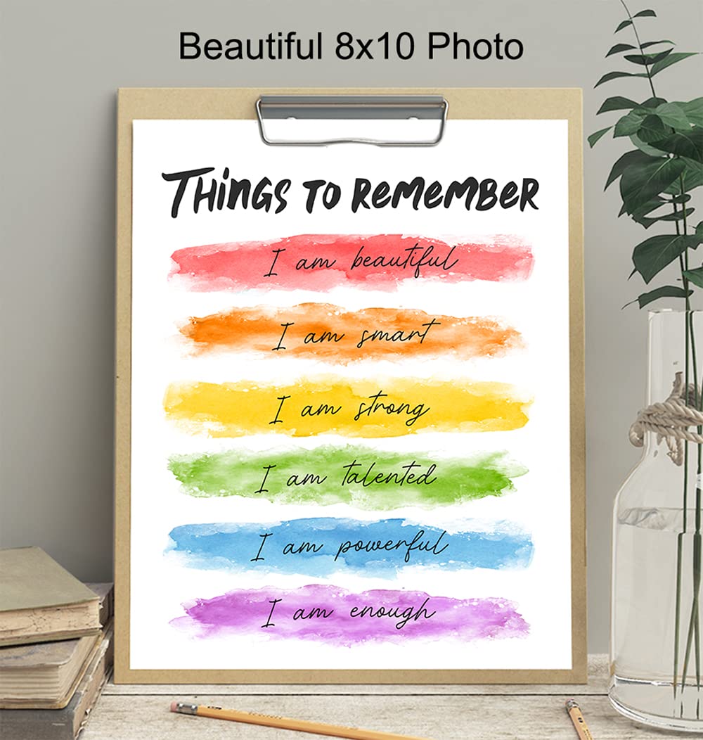 Inspirational Wall Art with Positive Affirmations - Motivational Quotes for Women, Girls & Friends - Encouragement Gift for Daughter, BFF & Best Friend - 'I Am' Motivational Poster - Perfect for Home, Office, Bedroom & Bathroom Decor - UNFRAMED 8x10 - Boost Confidence & Daily Motivation
