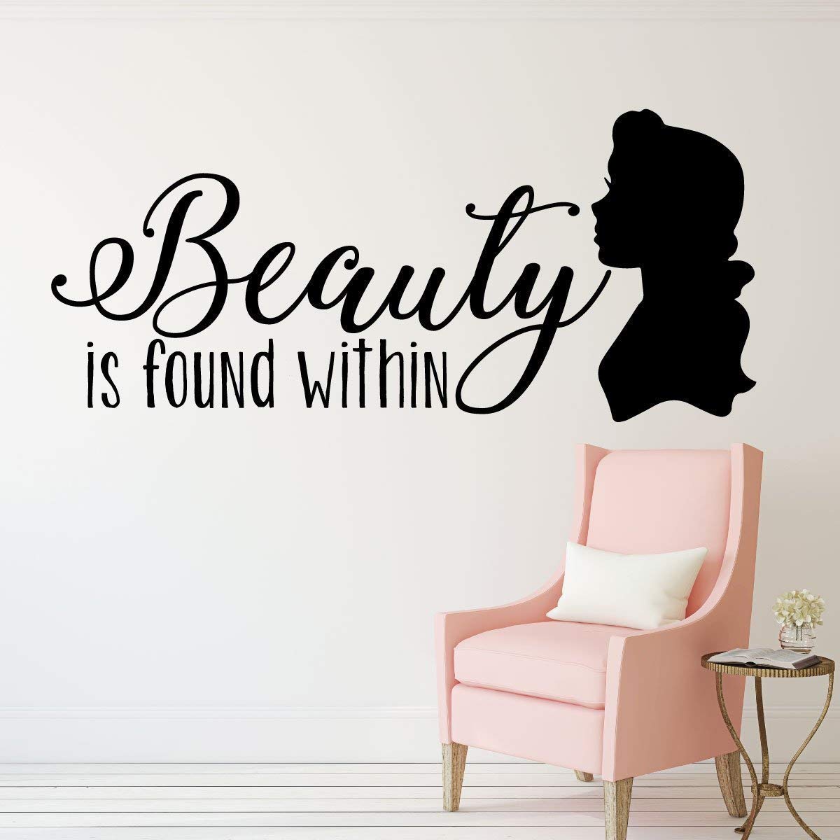 Beauty and the Beast Wall Decor - 'Beauty is Found Within' Quote from Belle - Disney Princess Themed Room Decor for Kids, Teens, Girls Bedroom, Nursery & Bathroom - Perfect for Disney Fans & Fairy Tale Themed Rooms