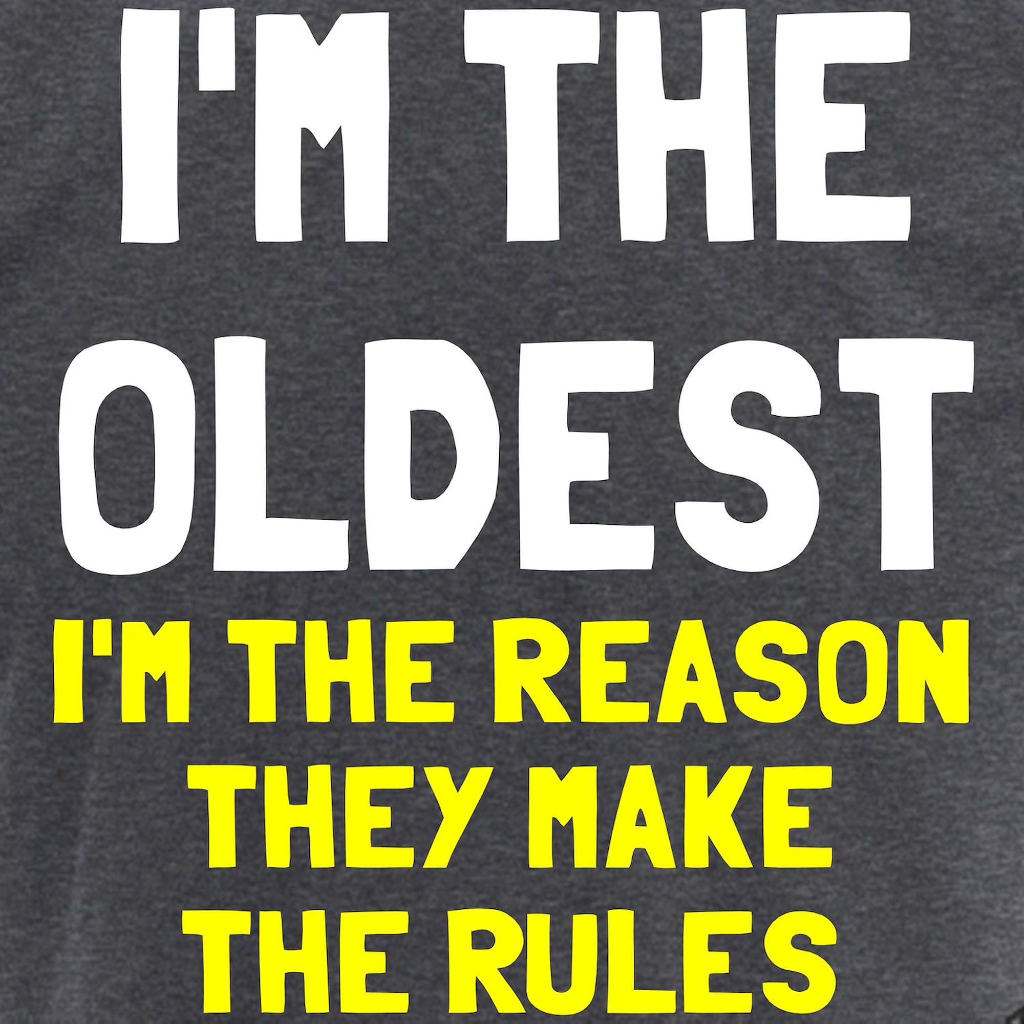Men's Charcoal Novelty Pajamas - 'I'm The Oldest Make Rules' Funny Sleepwear | Comfortable Lounge Pajama Set for Fathers, Grandpas & Family Gatherings