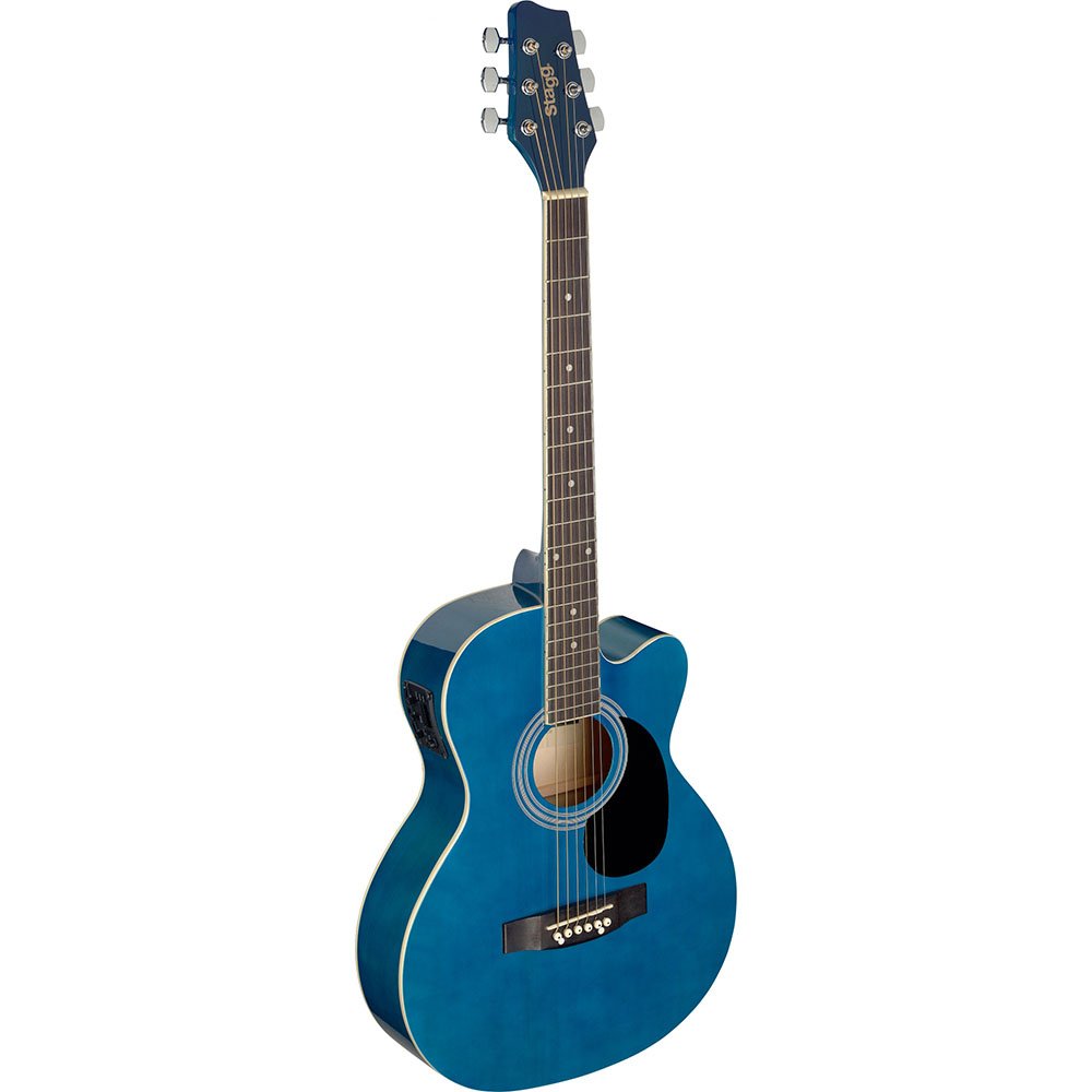 Stagg SA20ACE 6-String Auditorium Cutaway Electro-Acoustic Guitar - Right-Handed, Blue Finish | Perfect for Stage Performances, Studio Recording & Home Practice