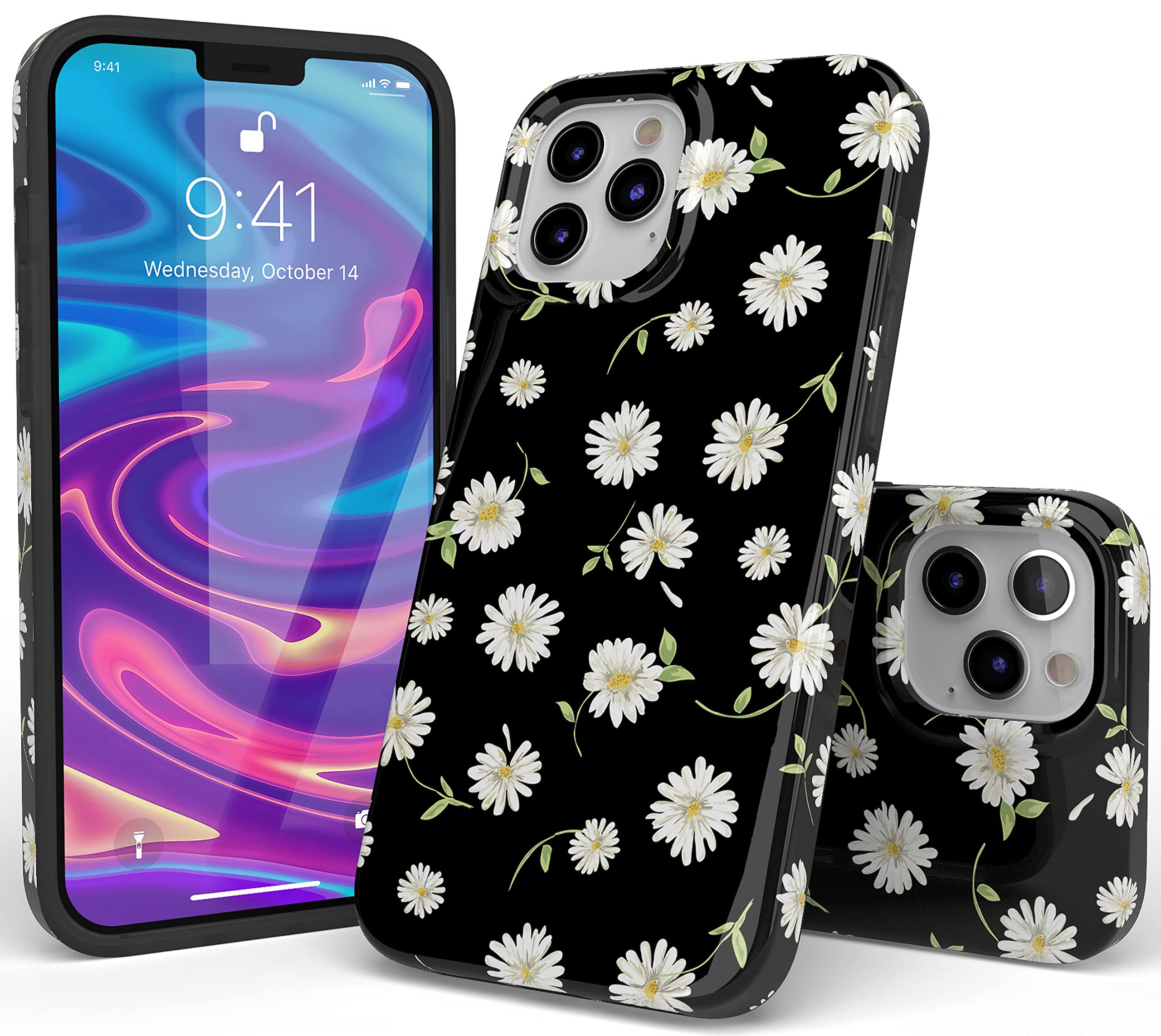 Casely iPhone 11 Pro Max Case - Daisy Daydream Black Floral Design Protective Phone Cover | Slim Fit, Shockproof & Scratch-Resistant | Perfect for Everyday Use, Travel & Outdoor Activities
