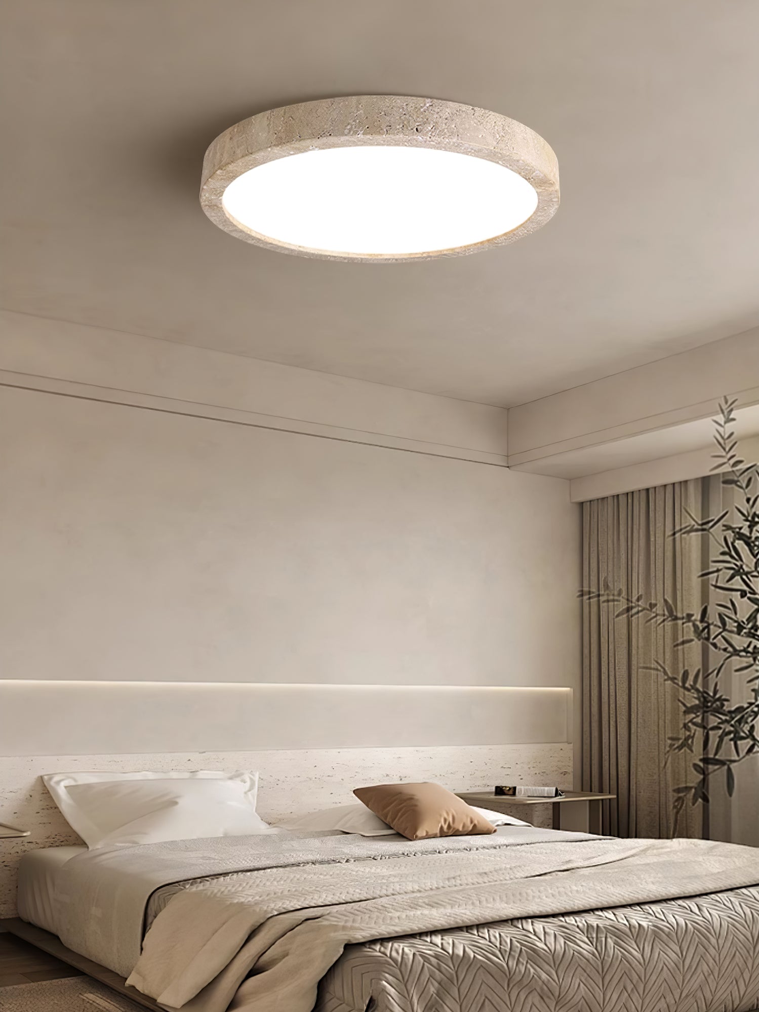Horizon Travertine Ceiling Light Fixture - Modern Natural Stone Pendant Lighting for Dining Room, Kitchen, Living Room & Bedroom