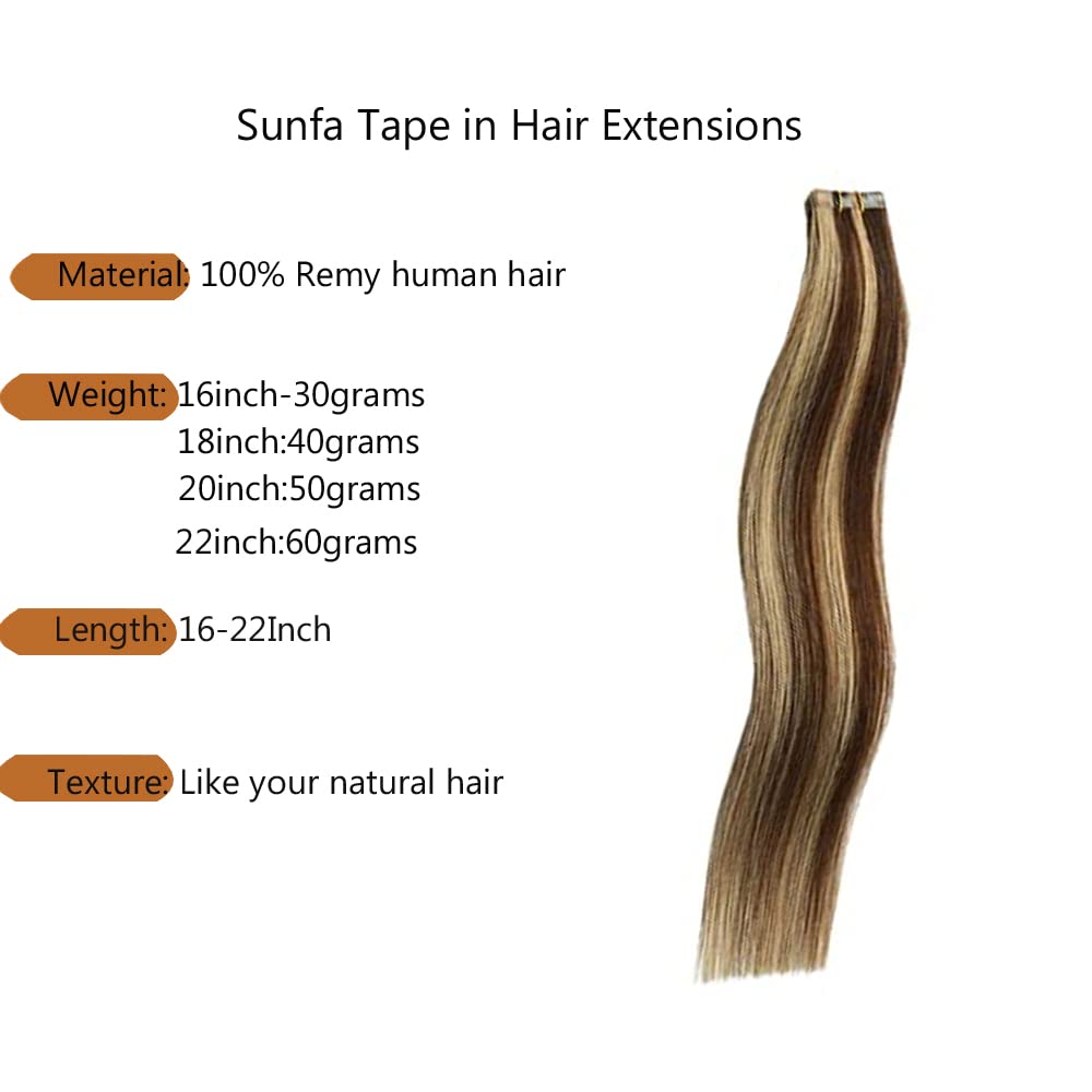 Premium Remy Human Hair Tape-In Extensions 22 Inch - 20pcs/Pack Ombre Brown Straight Hair for Black Women | Natural Look, Easy Application, Perfect for Daily Styling & Special Occasions