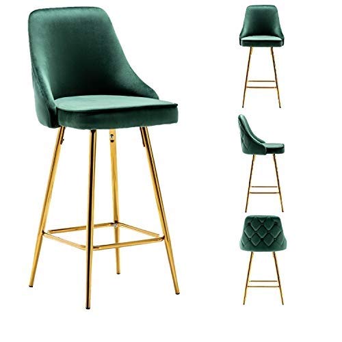 BTEXPERT Set of 2 Upholstered Dining Bar Chairs with Footrest - 25