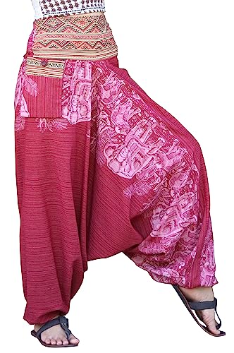 Striped Cotton - Family Elephants - Dark Red