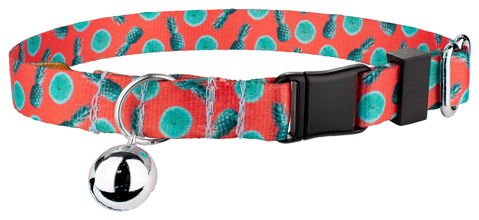 Country Brook Petz Tropical Tango Cat Collar - Colorful Adjustable Breakaway Kitten Collar with Bell | Perfect for Indoor & Outdoor Play, Grooming, and Pet Identification