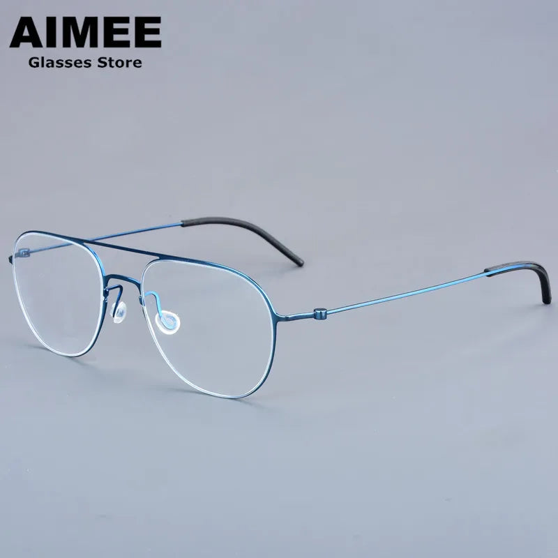 Stylish Unisex Full Rim Oval Double Bridge Titanium Eyeglasses Frame 25527 - Lightweight & Durable for Work, Reading & Everyday Wear