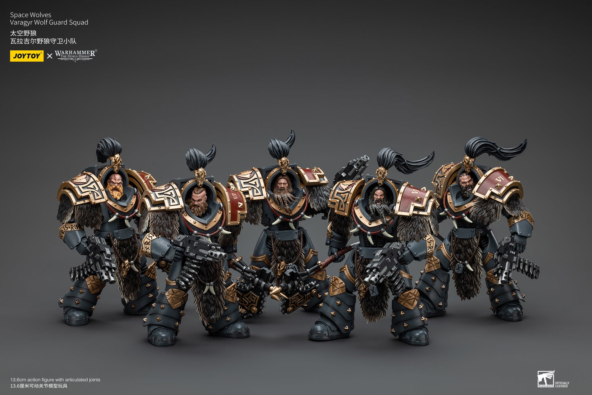 JOYTOY 1/18 Scale Warhammer The Horus Heresy Space Wolves Varagyr Wolf Guard Squad Action Figures - Collectible Miniatures for Tabletop Gaming & Display