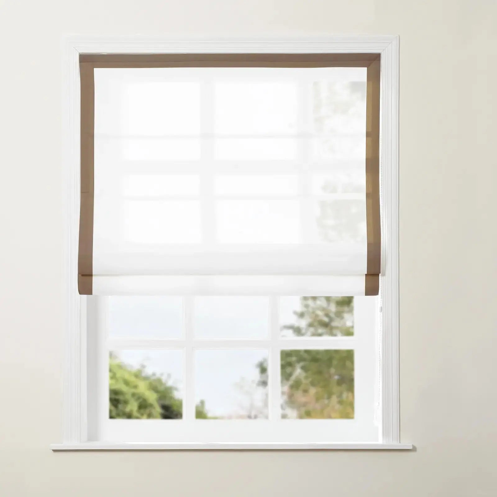 Tyrone Roman Shade with Border Cord Lift - Classic Window Treatment for Living Room & Bedroom - Blackout Fabric for Light Control & Privacy