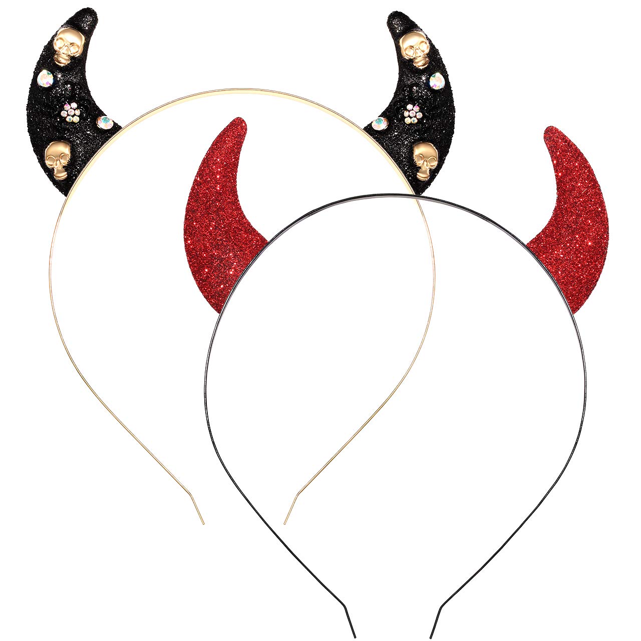 Glitter Devil Horns Headbands for Women & Girls - Halloween Party Hair Accessories, Cosplay Devil Ears Hair Hoop, Festival Fancy Dress Headpiece - Perfect for Halloween Costumes, Cosplay Events & Themed Parties
