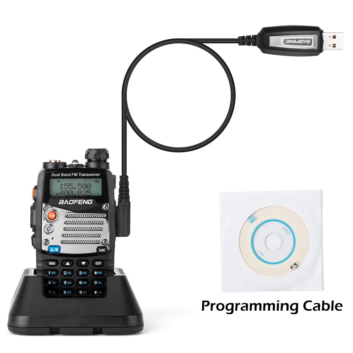 BaoFeng UV-5RM Dual Band UHF VHF Ham Radio Walkie Talkie - 2-Way Handheld Transceiver with 3800mAh Battery, Earpiece & Programming Cable (1 Pack) - Perfect for Outdoor Adventures, Emergency Communication & Security Teams