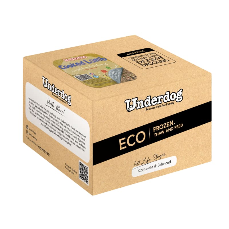 Premium Underdog Cooked Lamb Fresh Frozen Dog Food - 3kg (6.6 lbs) | High Protein, Grain-Free, All-Natural | Perfect for Puppies, Adult & Senior Dogs | Mealtime, Training Treats & Weight Management