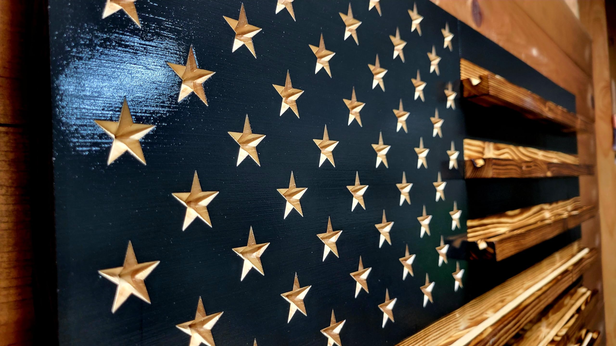 American Flag Challenge Coin Holder Display - Wooden Shelf Holds 90-100 Coins | Military, Police, Law Enforcement & First Responders Gift | Handmade in Texas | Perfect for Office, Home Decor & Collection Display