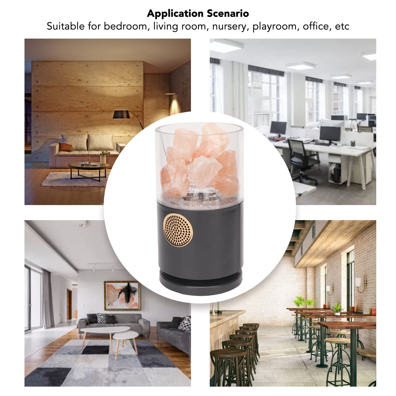 Projector Salt Lamp with Speaker & Remote Control - Crystal Salt Night Light for Bedroom, Studio, Yoga Room Decor - Perfect Gift Idea (Black) - Create Relaxing Ambiance for Meditation & Sleep