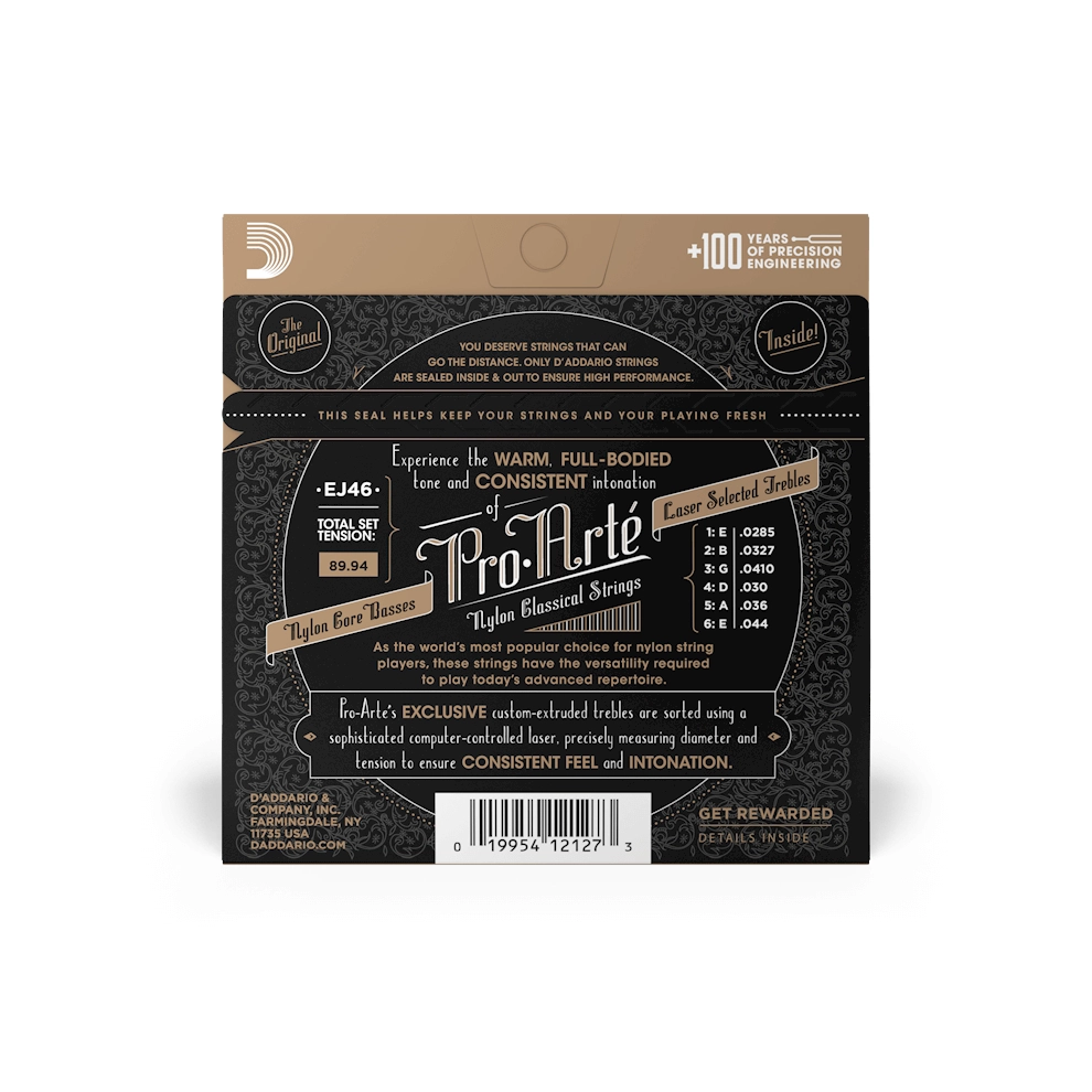 D'Addario EJ46 Pro Arte Hard Tension Classical Guitar Strings - Premium Nylon Strings for Professional Players | Perfect for Concerts, Recording & Practice