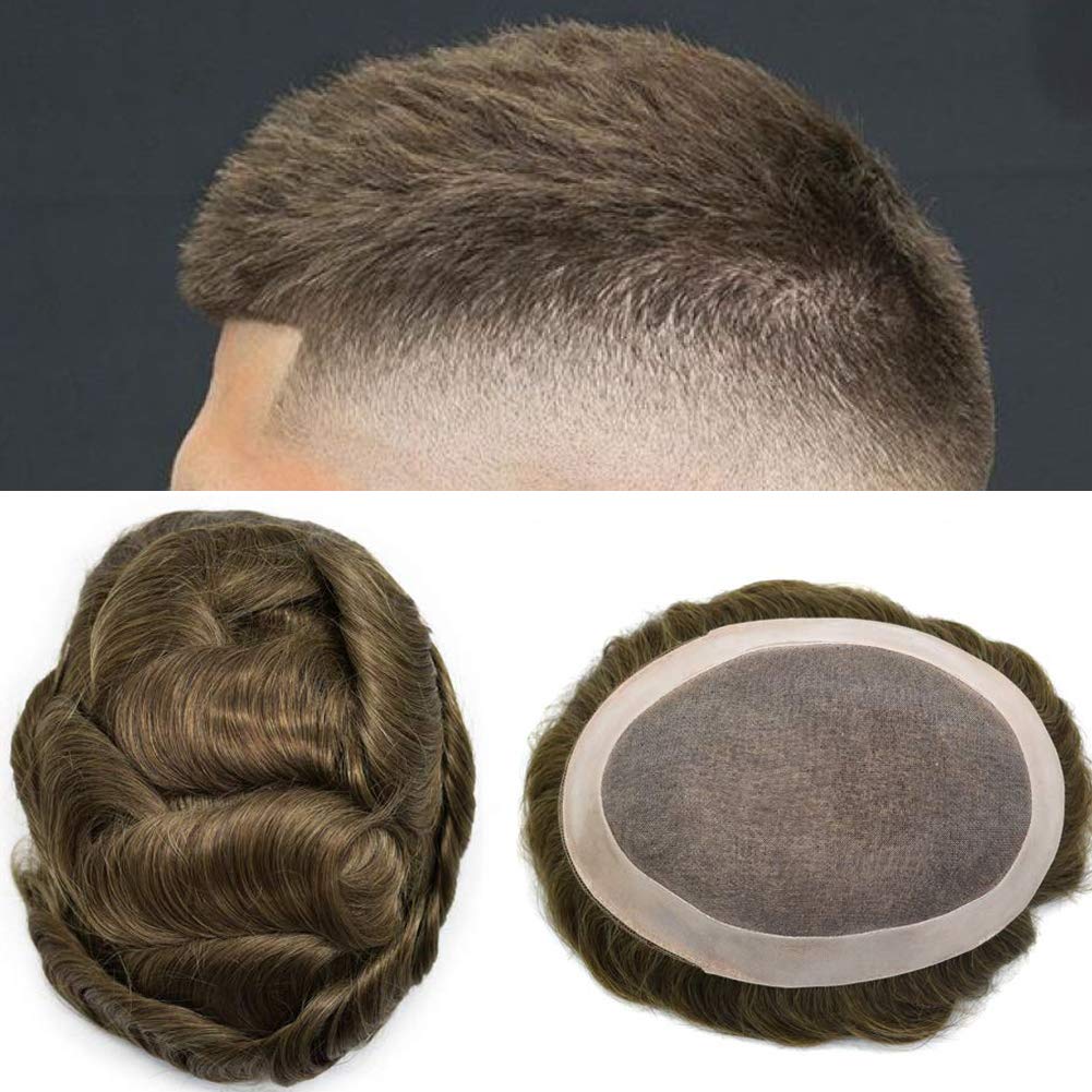 Premium Mono Human Hair Toupee for Men - 6