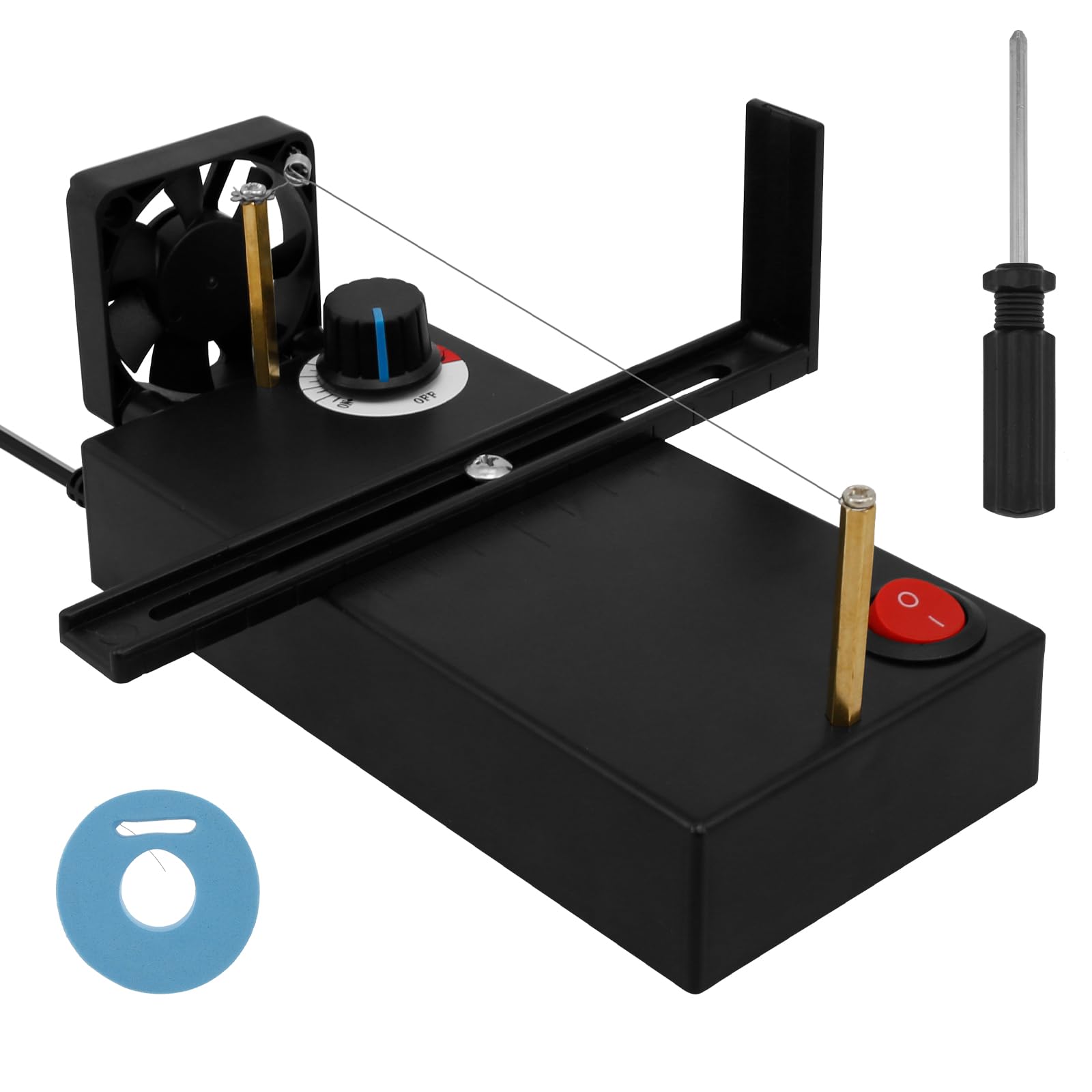 Adjustable Temperature Electric Ribbon Cutter Machine 100-600°C - Portable Heat Cutting Tool for Braided Webbing & Rope with Fan & Screwdriver - Perfect for Crafting, DIY Projects & Packaging Gifts