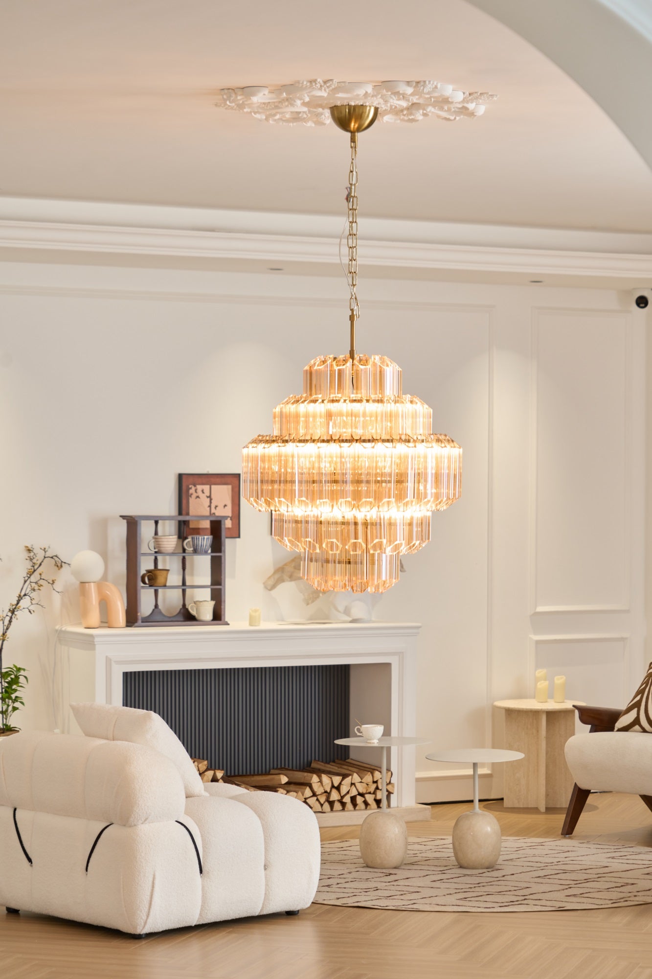 Luxury Aurum Cascade Murano Glass Chandelier - Handcrafted Italian Crystal Lighting Fixture for Dining Room, Foyer & Luxury Home Decor