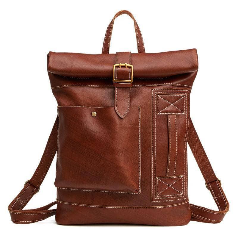 Vintage Genuine Leather Backpack for Women & Men - 14 Inch Travel Laptop Bag - Perfect for Work, School & Outdoor Adventures