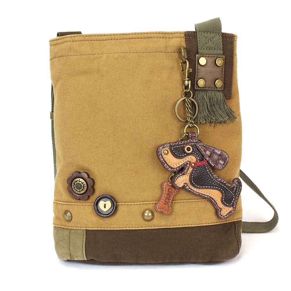 Chala Patch Crossbody Bag - Wiener Dog Design - Stylish Brown Leather Purse for Women - Perfect for Daily Use, Travel & Casual Outings