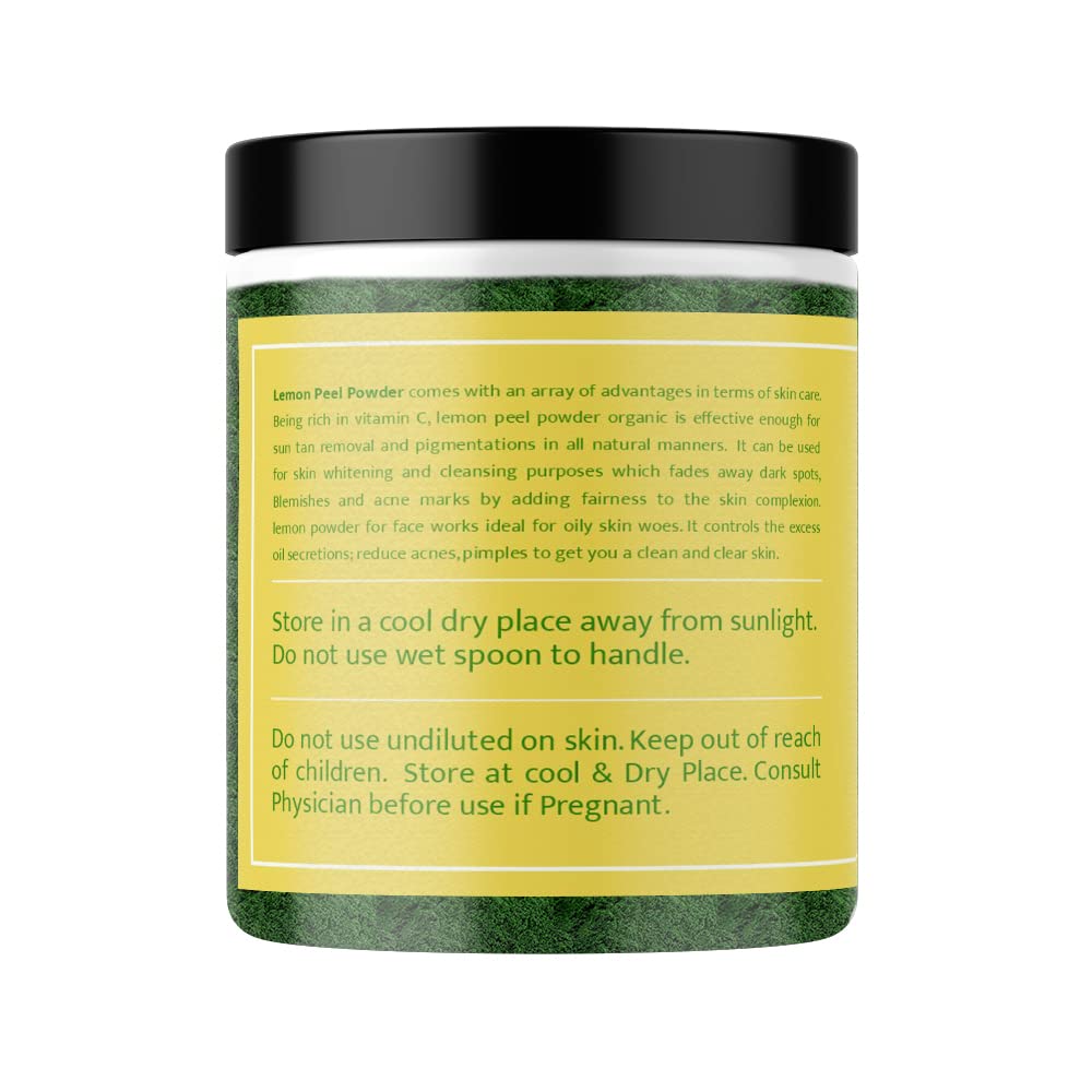 100% Pure Natural Lemon Peel Powder (Citrus Limonum) for Face Cleanser & Skin Brightening - Chemical Free, 100g | DIY Skincare, Homemade Face Masks & Natural Beauty Treatments