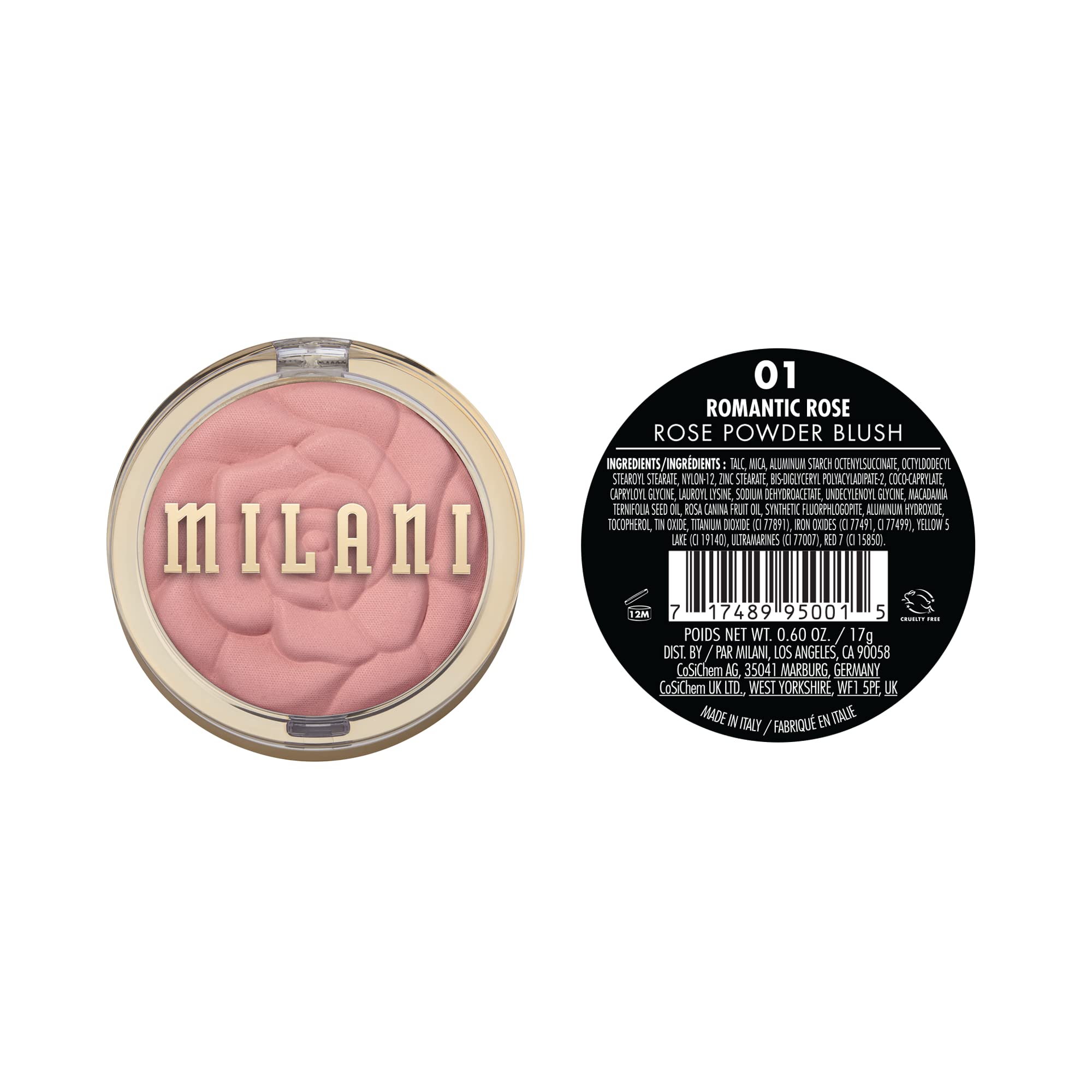 Milani Romantic Rose Powder Blush - 0.6 oz Cruelty-Free Matte & Shimmery Blush for Cheeks | Face Contouring & Highlighting Makeup | Perfect for Everyday Wear & Special Occasions