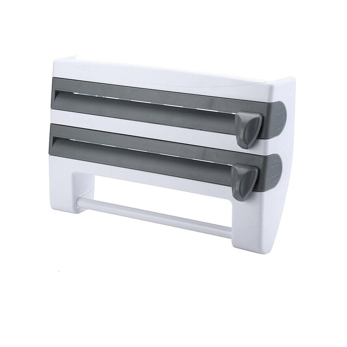 Europder Kitchen Roll Dispenser - Wall Mounted Paper Towel Holder for Cling Film & Tin Foil - Space Saving Organizer for Kitchen, Bathroom, Office | Durable Stainless Steel Rack with Easy Tear Design