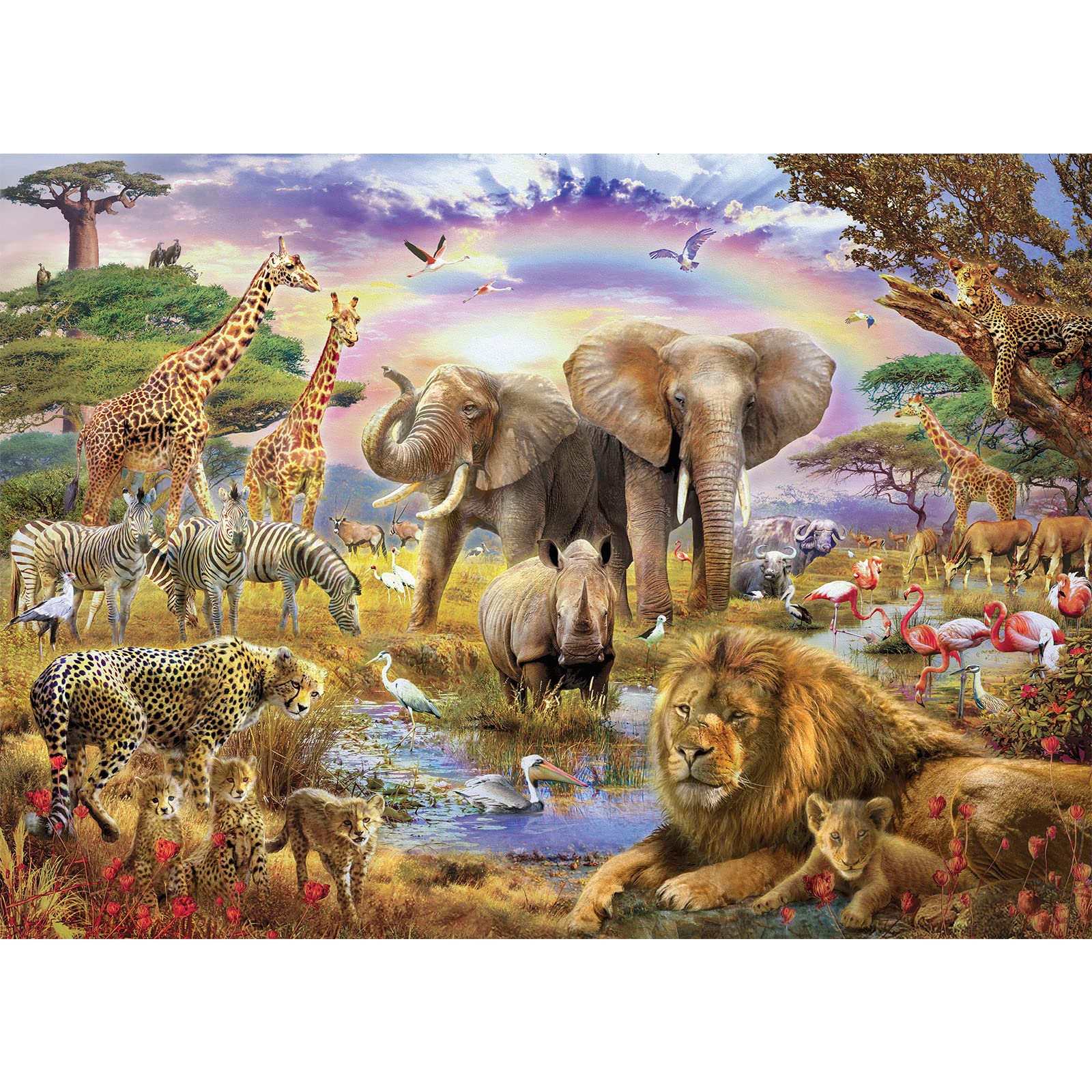 1000-Piece African Animal Jigsaw Puzzle - Jungle Scene with Elephants & Wildlife for Adults | Home Decor, School Supplies & Educational Activity | Perfect for Relaxation, Family Bonding & Classroom Learning