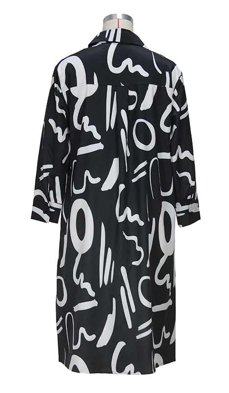 Women's Casual Long Sleeve Loose Maxi Shirt Dress 2024 - Button Front V-Neck Printed Flowy Dress for Work, Travel & Everyday Wear