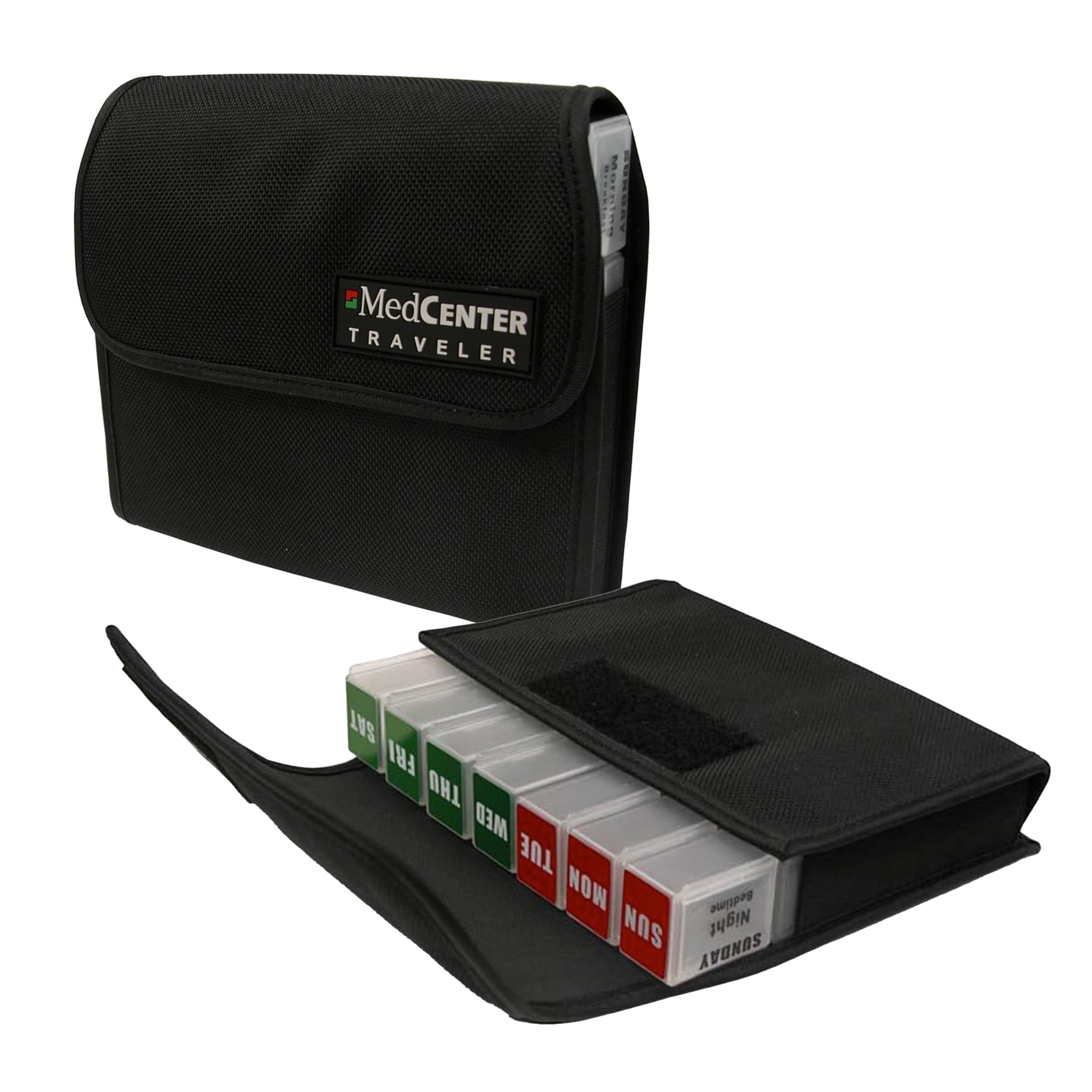 FSA HSA Eligible 7-Day Pill Organizer - Portable Travel Medication Case with 4 Daily Compartments, Large Capacity Nylon Pill Container for Vitamins & Supplements | Perfect for Business Trips, Vacations & Daily Medication Management