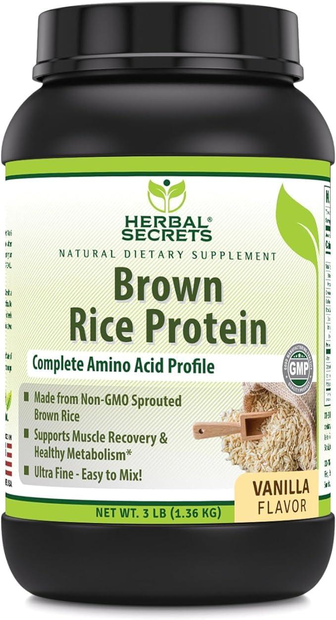 Organic Brown Rice Protein Powder | 3 Lb Vegan Plant-Based Protein Supplement | 12g Protein per Serving | Non-GMO & Gluten-Free | Made in USA | Perfect for Smoothies, Baking & Post-Workout Recovery (Vanilla Flavor)