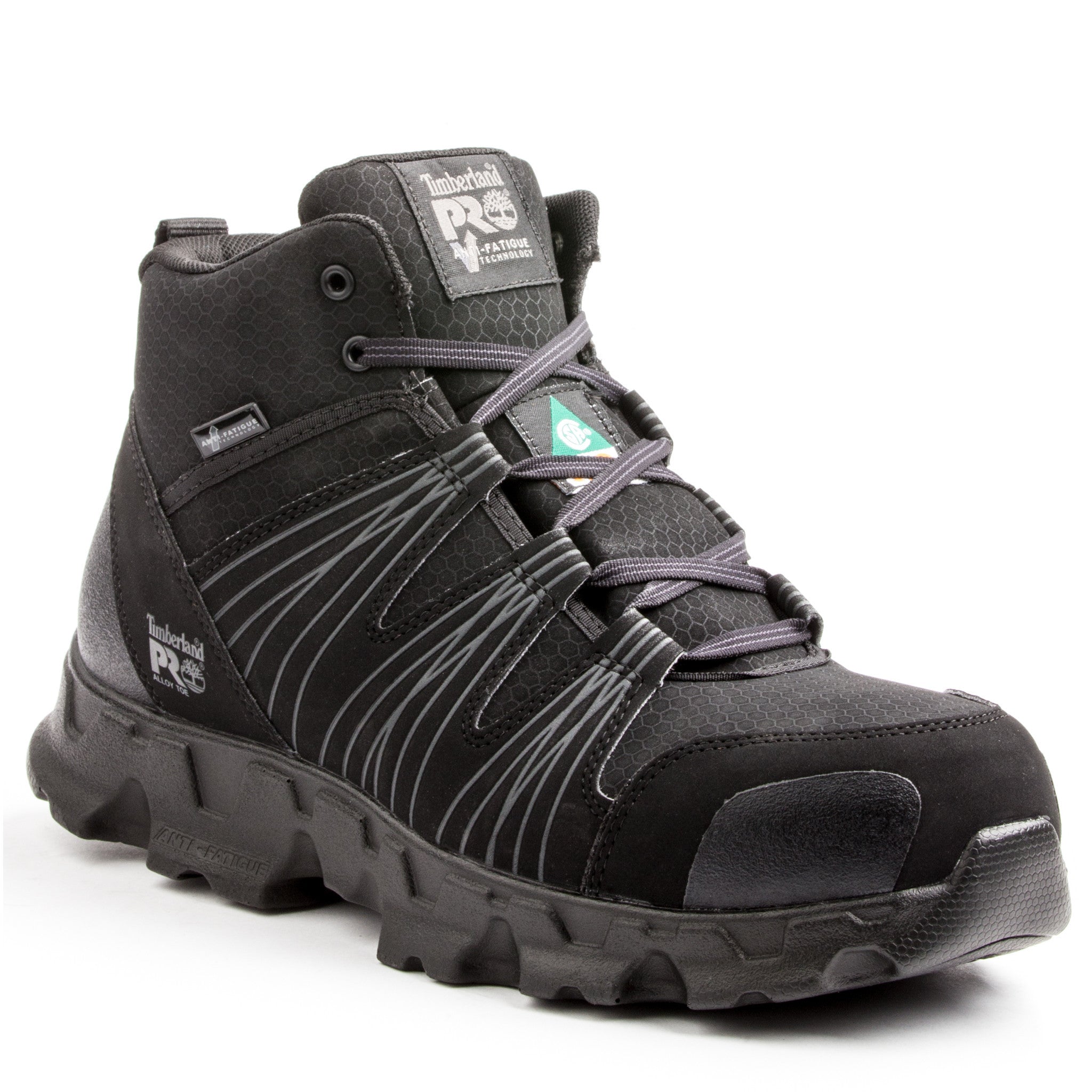 Timberland PRO Men's Powertrain Mid Alloy Toe Work Boots - Steel Toe Safety Shoes for Construction & Industrial Work | A11ZU | Durable & Comfortable for Long Shifts