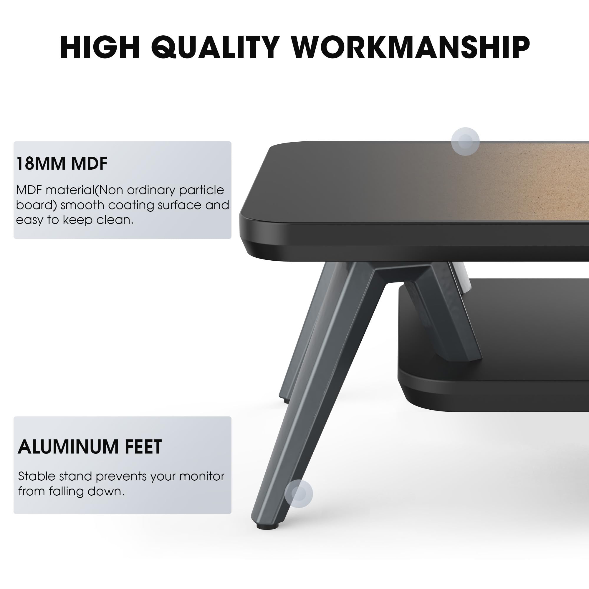 Adjustable Dual Monitor Stand with Laptop Riser - 42.5