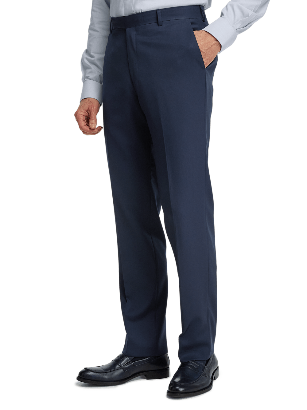 Premium Wool Gabardine Dress Pants for Men - Classic Bright Navy Blue - Perfect for Office Wear, Business Meetings & Formal Occasions