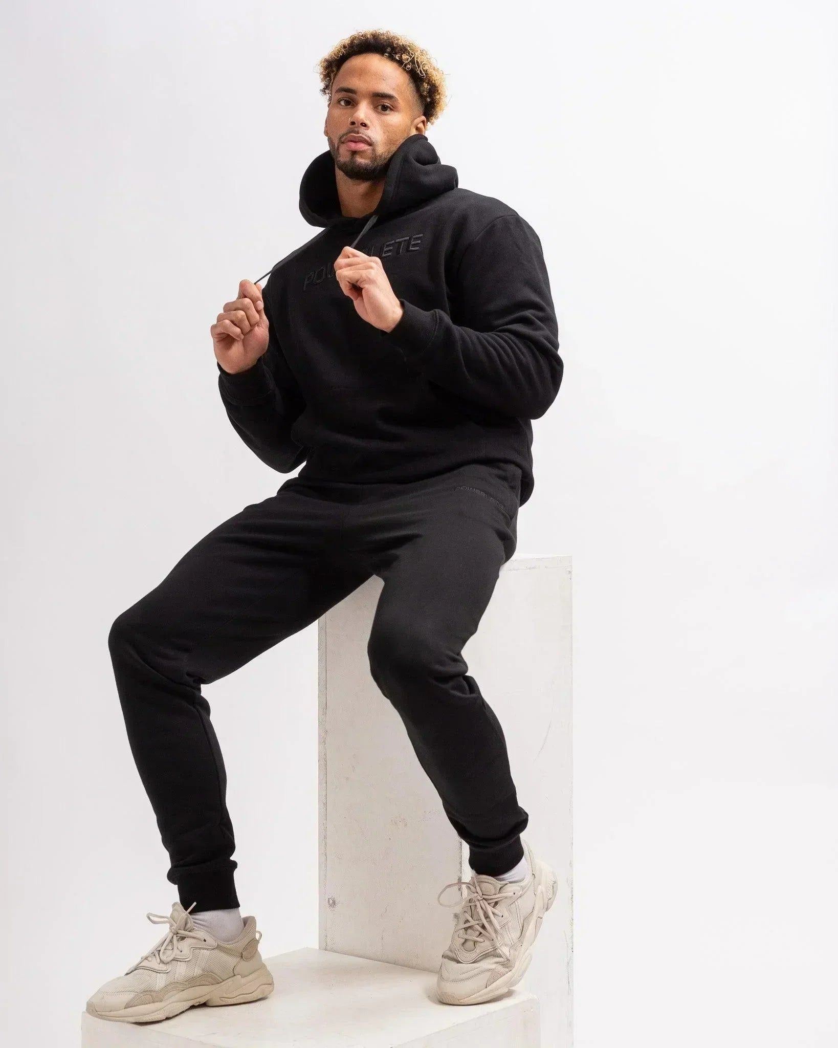 Powerlete Evolve Men's Joggers - Blackout Sweatpants for Running, Gym & Lounge | Comfortable Athletic Pants with Stretch Fabric
