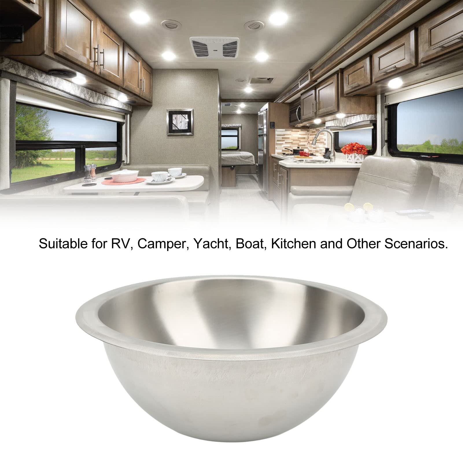 10 Inch Stainless Steel RV Kitchen Sink - Smooth Surface, Easy to Clean, Space-Saving Design for RV, Camper, Boat & Tiny Homes - Perfect for Compact Living Spaces & Mobile Kitchens