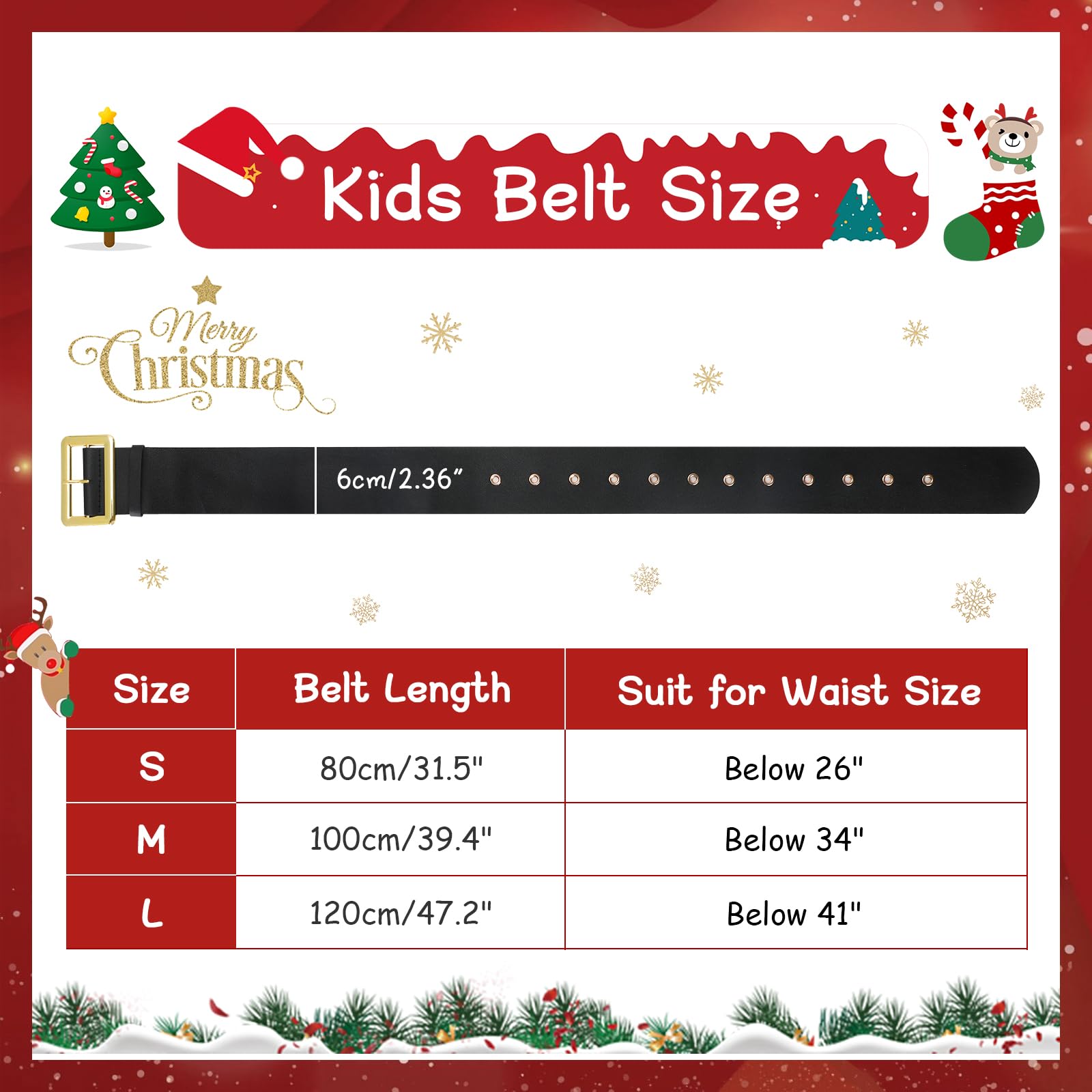 JASGOO Kids Santa Belt - Adjustable Christmas Pirate Costume Belt for Boys & Girls - Perfect for Halloween, Christmas Parties & Dress-Up Play