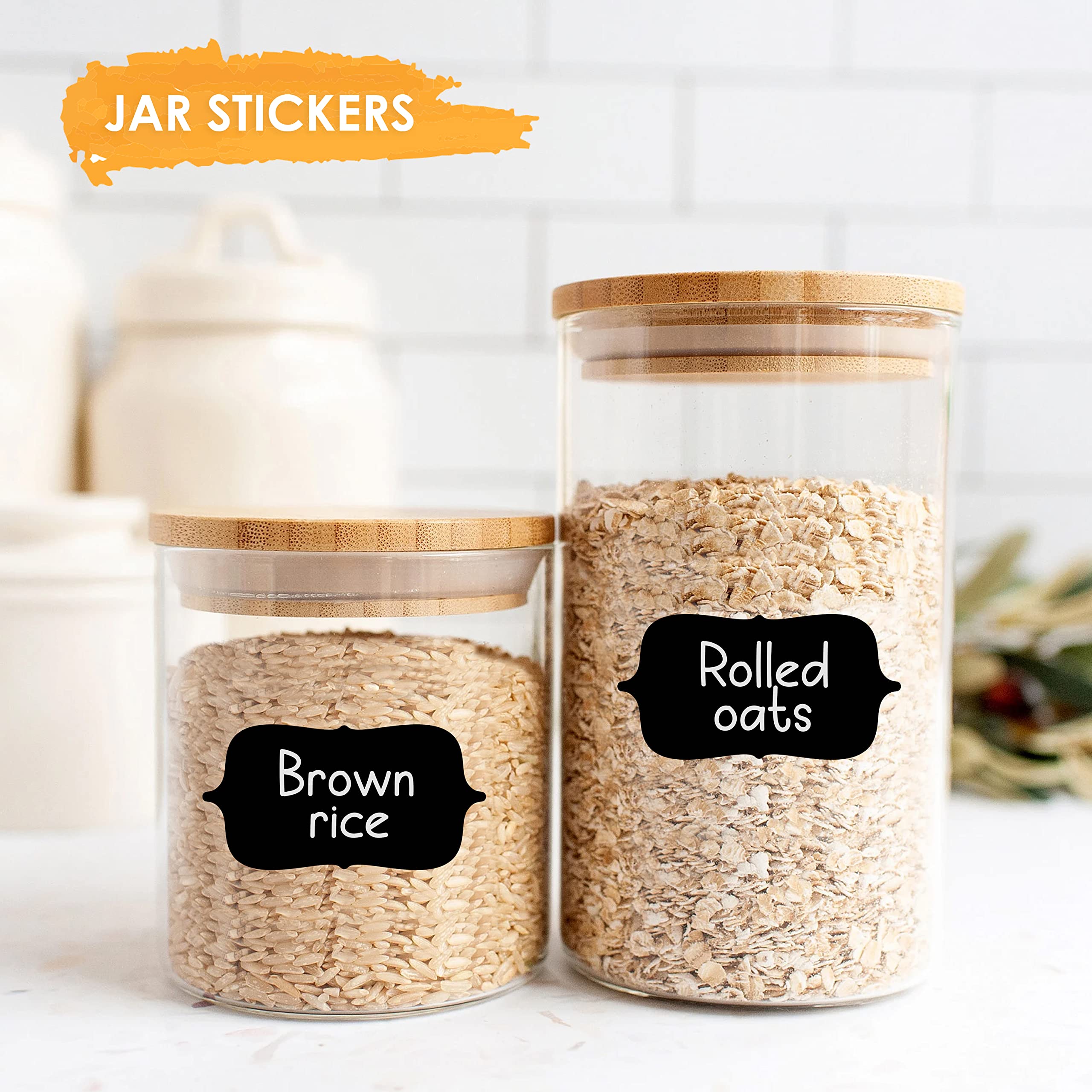 FlyBuy Hub 84-Pack Waterproof Vinyl Stickers for Mason Jars & Glass Bottles - 2.5
