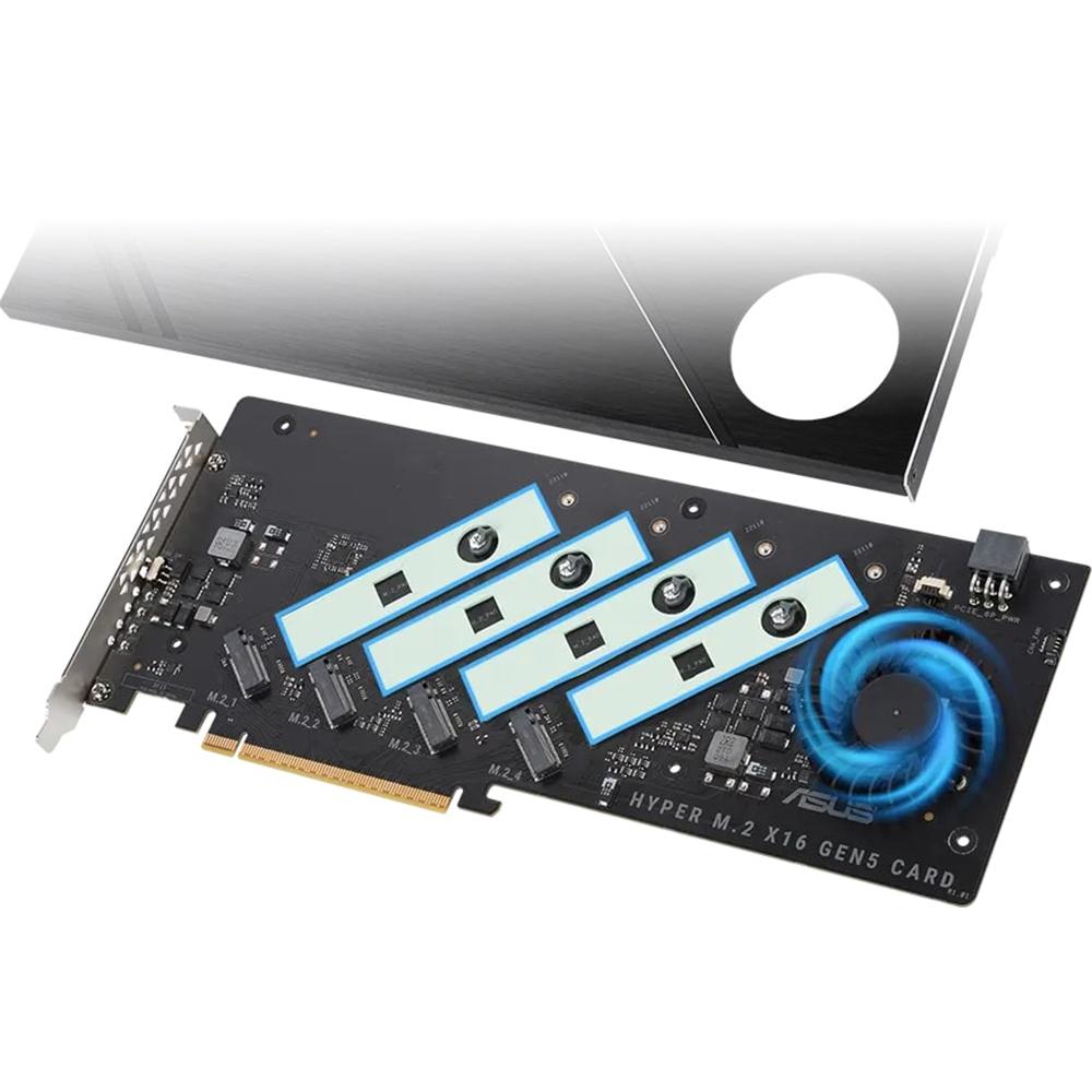 ASUS Hyper M.2 x16 Gen5 PCIe 5.0 NVMe SSD Expansion Card - Black | Supports 4 M.2 SSDs | High-Speed Storage Upgrade for Gaming PCs, Workstations & Content Creation