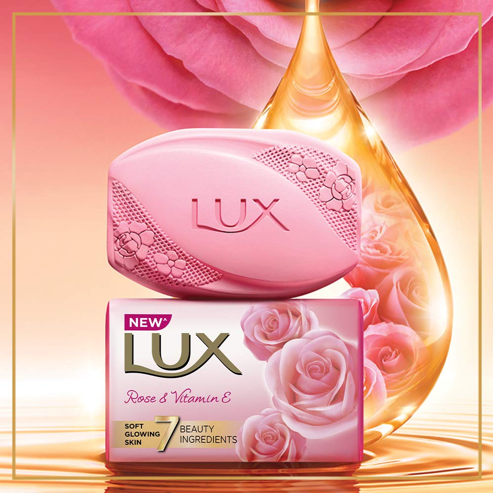 LUX Rose & Vitamin E Beauty Soap Bar 150g (8-Pack) - Moisturizing Bath Soap for Soft, Glowing Skin - Natural Body Wash for Men & Women - Perfect for Daily Skincare & Spa Relaxation