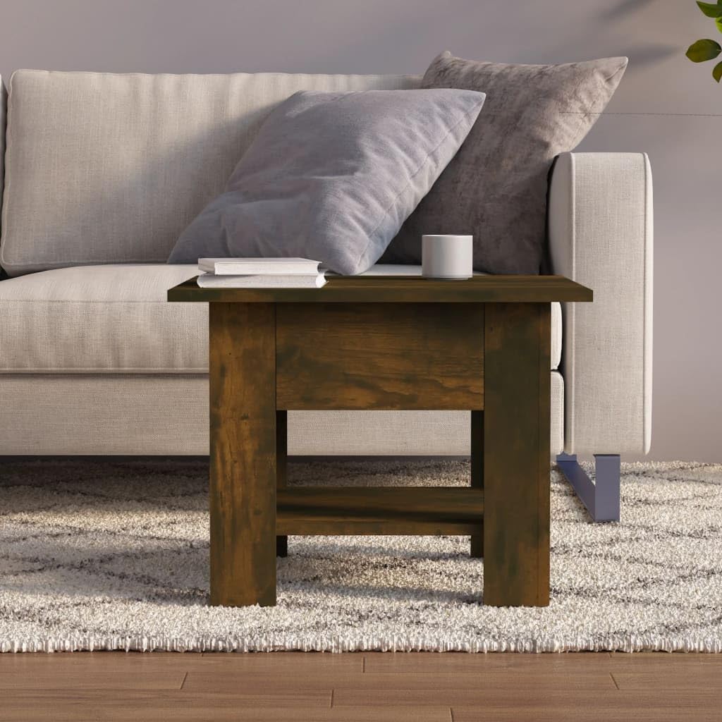 Modern Smoked Oak Coffee Table 21.7x21.7x16.5 Inches - Engineered Wood Living Room Furniture (Brown) - Perfect for Small Spaces, Apartments & Cozy Home Decor