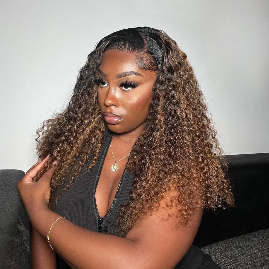 WOWANGEL 13x6 HD Lace Front Wig - Skinlike Real Hair Highlight Ombre Water Wave Human Hair Wig for Women | Perfect for Daily Wear, Cosplay & Special Occasions