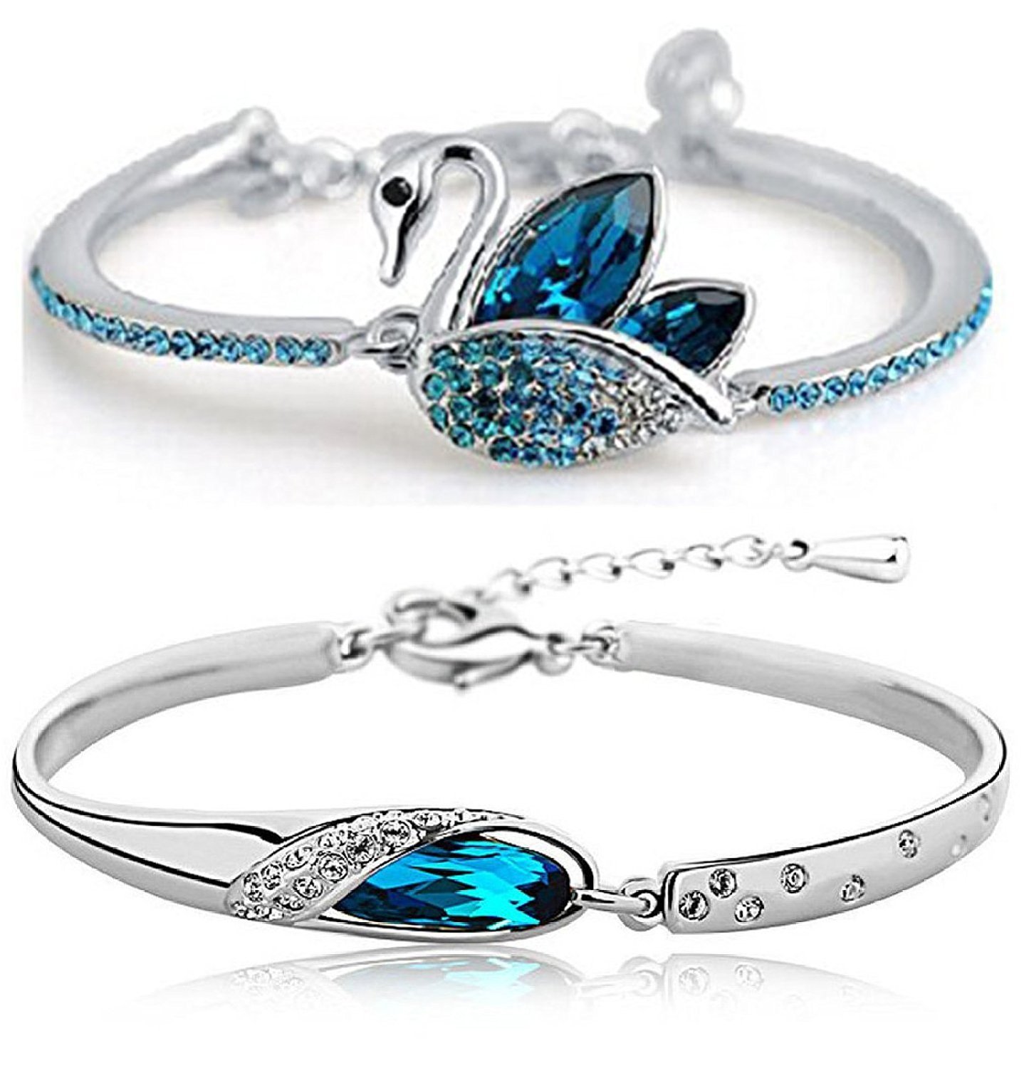 YouBella Crystal Bracelets for Women - Elegant Fashion Jewelry Set, Adjustable Bangle Bracelet for Girls & Teens | Perfect for Parties, Weddings & Everyday Wear