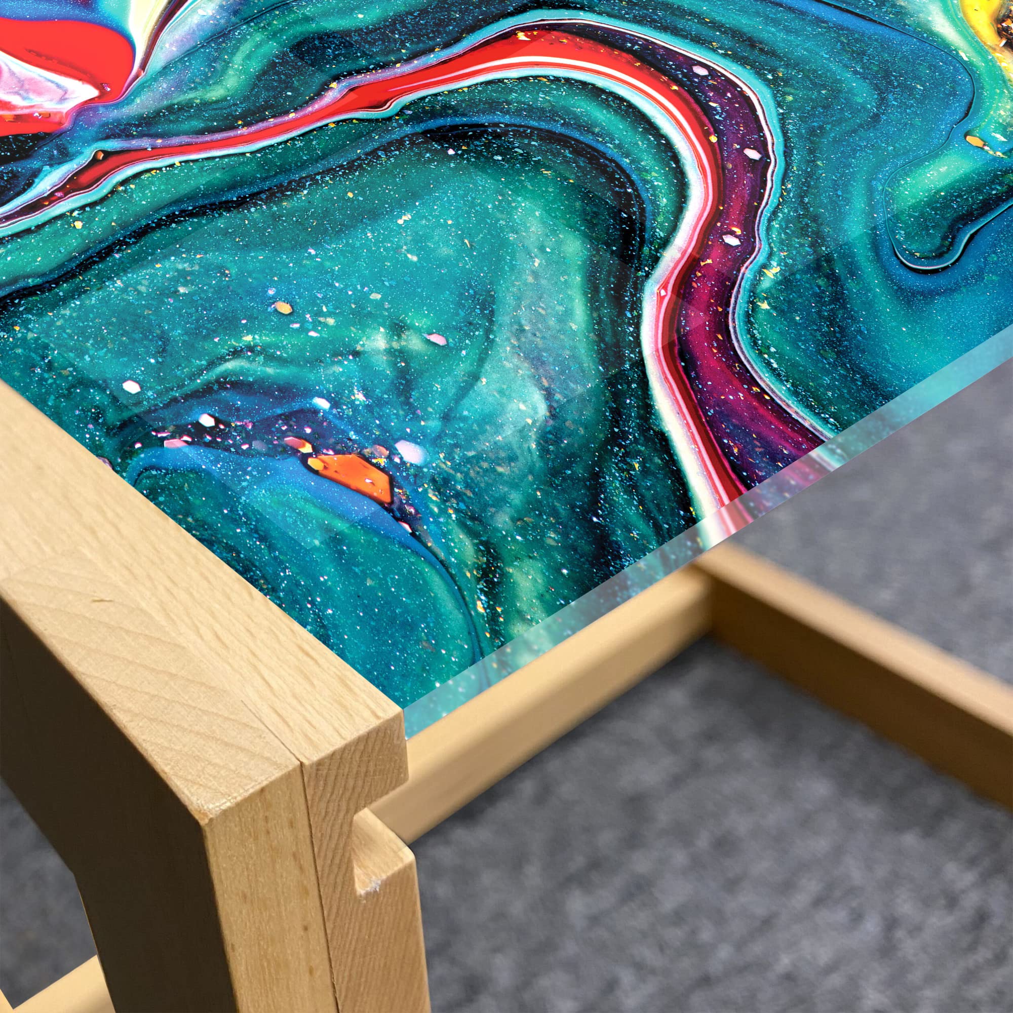 Ambesonne Marble Coffee Table, Abstract Art Print, Wooden Frame for Office & Dorm Decor
