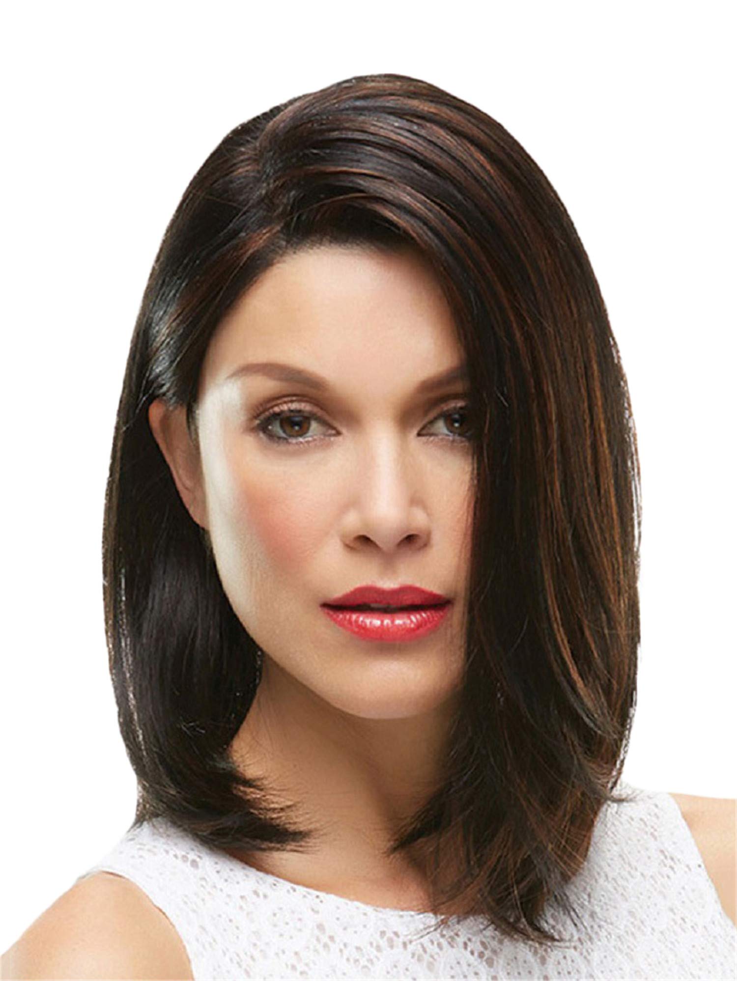 Andongnywell Lace Front Mid-Length Straight Wigs for Women - Synthetic Hair Wig for Cosplay, Costume & Daily Use - Natural Looking Hairpiece for Parties, Halloween & Everyday Wear